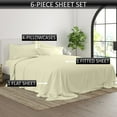 thumbnail image 3 of 24-INCH EXTRA DEEP POCKETS - 6 PC Twin-XL Sheet Set - (Extra Pillowcases, Fitted & Flat) 600-Thread-Count 100% Egyptian Cotton, Soft Breathable - Long Staple 600TC Cotton- Ivory, 3 of 7