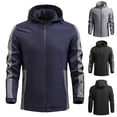 thumbnail image 3 of Vibrex Mens Windproof Jacket Waterproof Lightweight Hiking Sport Jacket for Men Hooded Windbreaker Raincoat Color Blocking Detachable Hooded Sports Long Sleeved Jacket with Pocket Warm Coats, 3 of 3