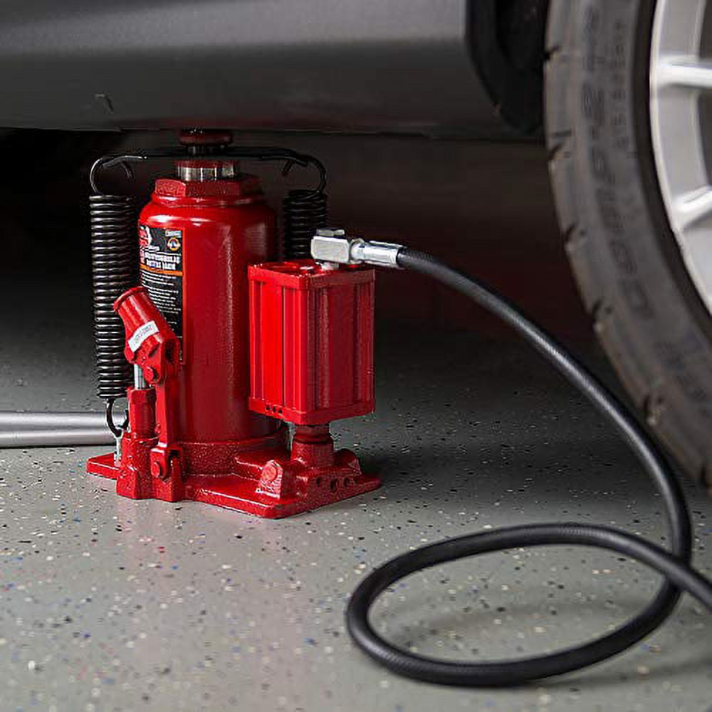 BIG RED TA92006 Torin Pneumatic Air Hydraulic Bottle Jack with Manual Hand  Pump, 20 Ton (40,000 lb) Capacity, Red