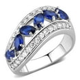 thumbnail image 1 of Alamode 3W1569-10 Women Rhodium Brass Ring with Synthetic in London Blue - Size 10, 1 of 1
