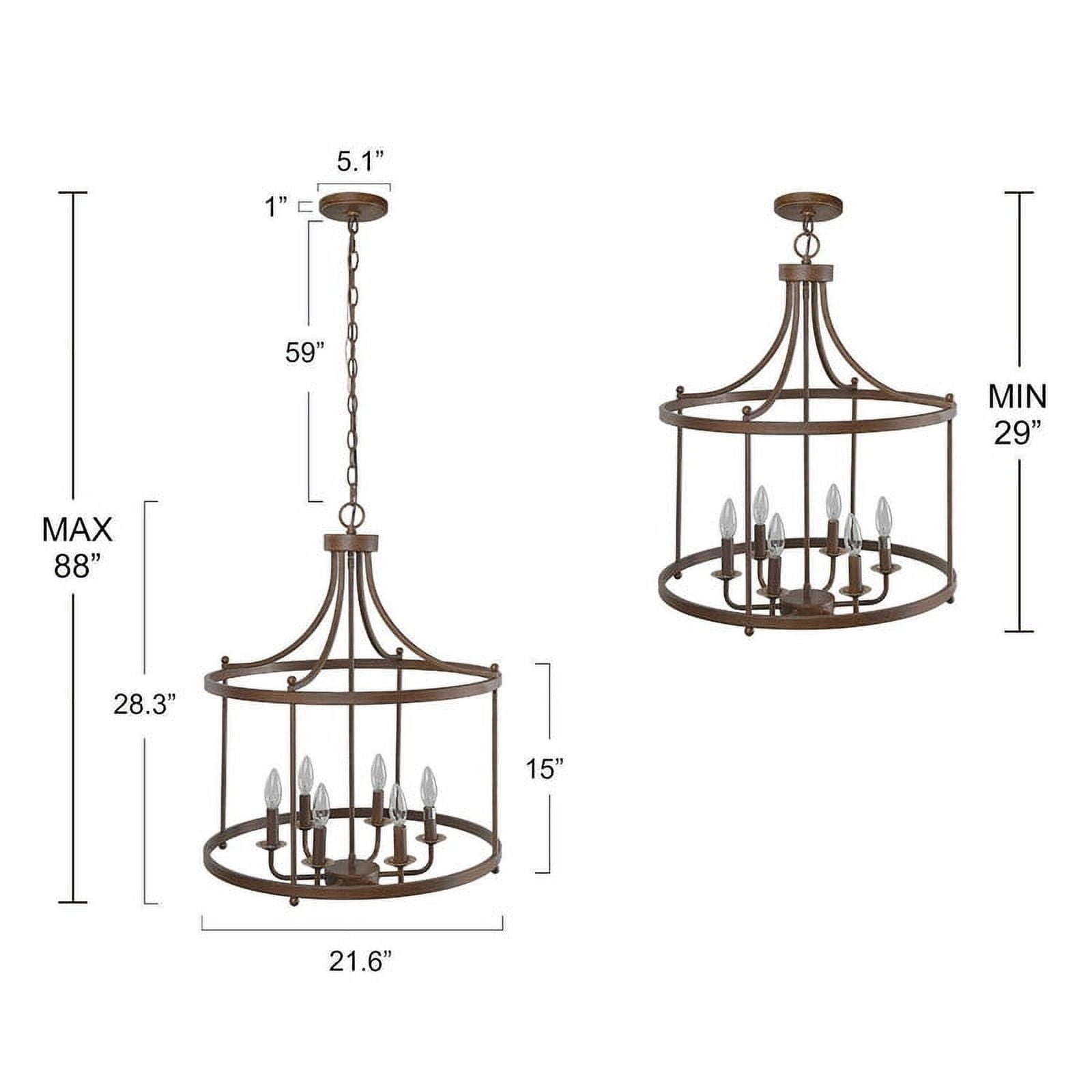 LNC 6-Light Antique Rust Bronze Electric Farmhouse Drum Chandelier