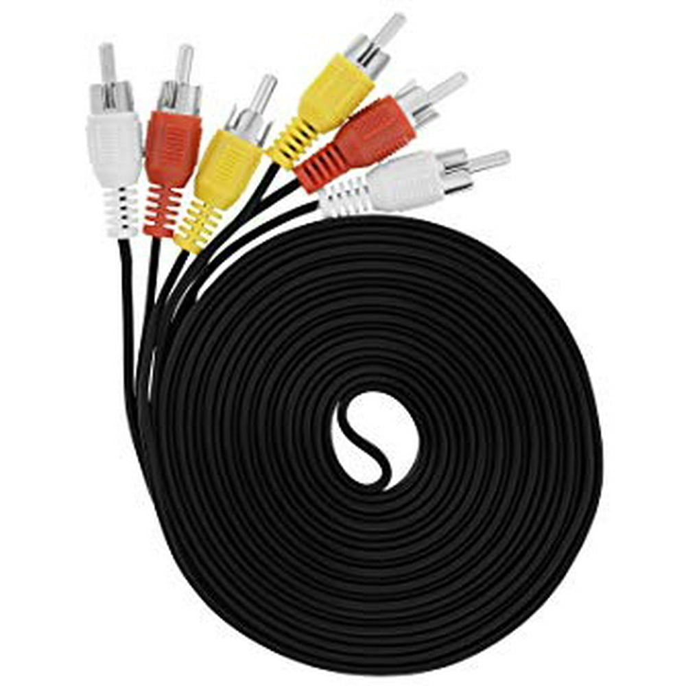 Fosmon RCA Audio & Video Cable 3 Plug Stereo/VCR (Red, White, Yellow) 12ft / 3.7m Walmart
