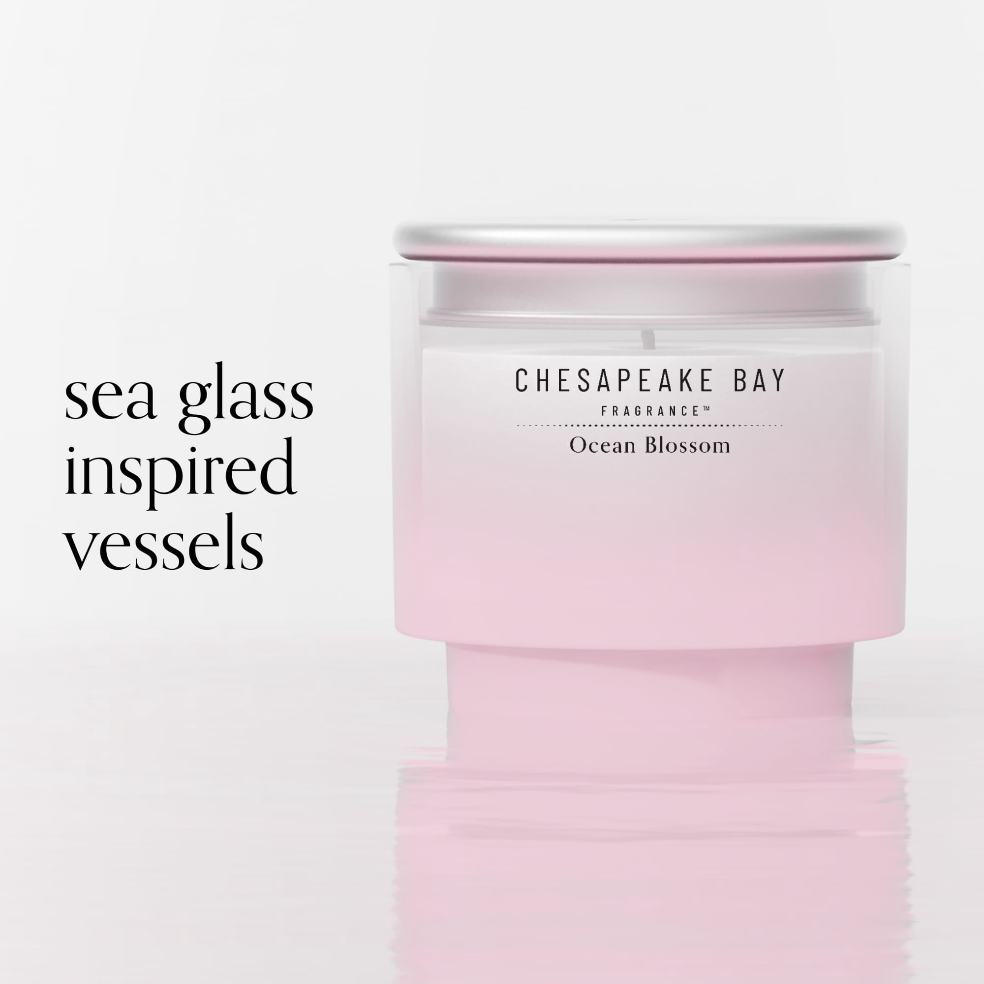 Chesapeake Bay Candle 4.5oz | Ocean Blossom Scent |Exclusive Mood Evoking Fragrance |Sea Glass-Inspired Jar | Premium Soy Blend Wax with Essential Oils | Coastal Fragrance for Home Décor or Gifting