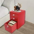 thumbnail image 4 of Red Cold-Rolled Steel 28x41x69cm 3-Layer Filing Cabinet Wheeled Locker With Lock Office File Storage Cabinet, 4 of 12