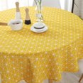 thumbnail image 4 of Mantel, mantel de rayas redondas, mantel nórdico de sarga floral, lavable, comedor, decorativo para vacaciones, hogar, Navidad (amarillo), 4 of 5