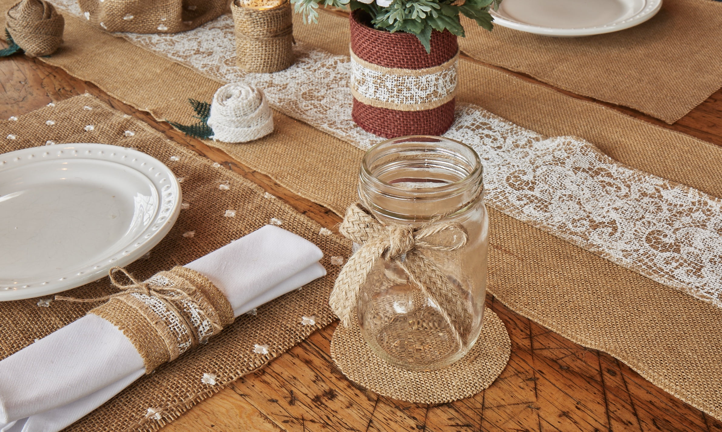 Love, Laugh, Craft Jute Burlap Bolt, Finished Edges, 6"W x 10-Yards, Precut, 8-Pk, Beige