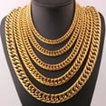 thumbnail image 2 of 9/11/13/16/20mm Top Polished Mens Chain Stainless Steel CURB CUBAN Link Necklace, 2 of 9