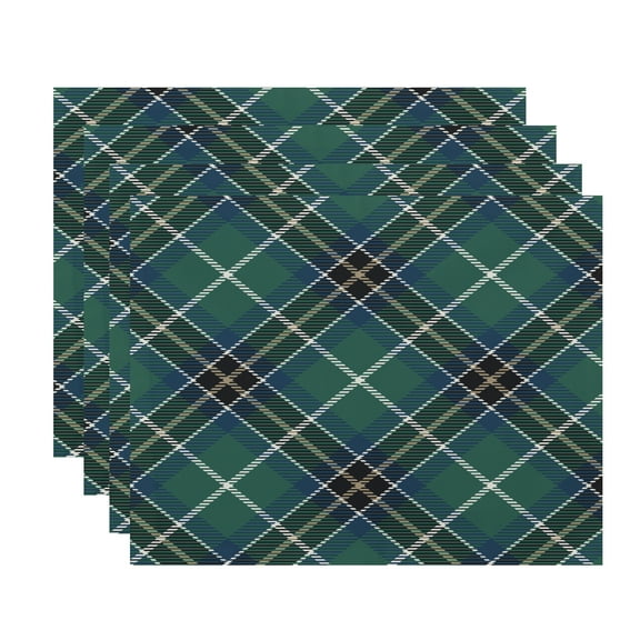 Simply Daisy Mad for Plaid 18 x 14 Inch Navy Blue Holiday Print Placemat (Set of 4)