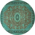 thumbnail image 1 of Ahgly Company Machine Washable Indoor Round Persian Turquoise Blue Traditional Area Rugs, 7' Round, 1 of 4