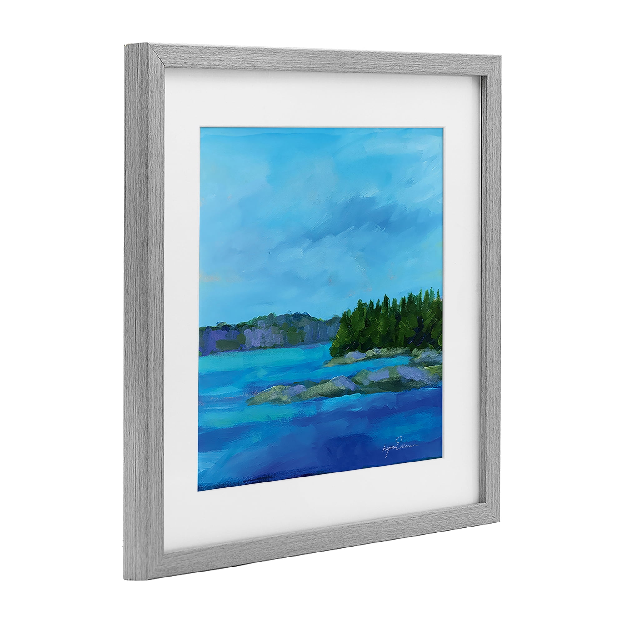 Stupell Industries Tranquil Blue Cove Gray Framed Print Under Glass, design by Lynn Ericson Fine Art