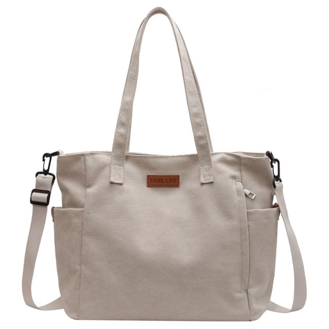 Bolso Mano Lona para Mujer Bolso Hombro Gran Capacidad para Al Aire Libre (blanco)