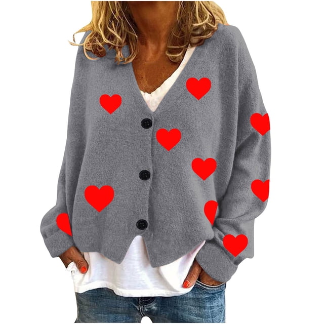 Jgppe Women's Drop Shoulder Cardigans Long Sleeve Button Front Cute Soft Loose Sweater Coat