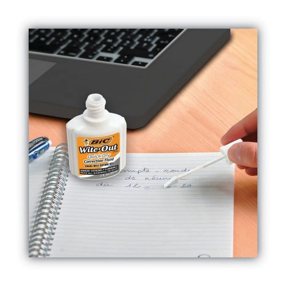 BIC Wite-Out Quick Dry Correction Fluid, 20 mL Bottle, White, Dozen, Each