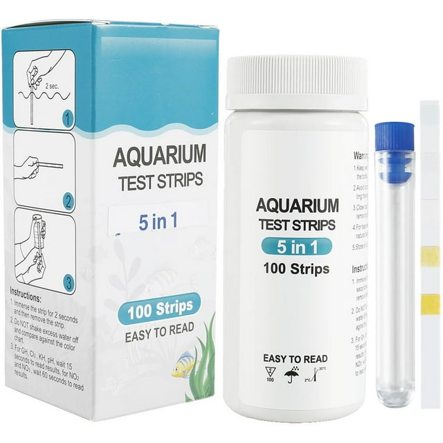 Bandes de Test d'Aquarium 5/6/7 en 1 Kit de Test pour Aquarium Eau Douce Eau Salée Bandes de Test de pH d'Aquarium pour Nitrate Sans Nitrite Chlorate