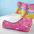thumbnail image 4 of Manfei Cute Baseball Twin Quilt Set, Sport Twin Coverlet Set, Hot Pink Sky Blue Orange, Pink Reversible 2pcs, 1 Bedspread and 1 Pillowcase, 4 of 7