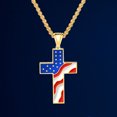 thumbnail image 2 of EeaseMX Colgante de cruz con la bandera estadounidense, diseño creativo, para hombre y niño (dorado con cadena), 2 of 7