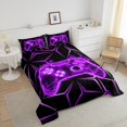 thumbnail image 4 of Erosebridal Gaming Comforter Sets Queen Size for Kids, Purple Gamepad Comforters & Duvets, Geometry Line Decor, Microfiber 3pcs, 4 of 7