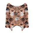 thumbnail image 4 of Halloween Women's Pullover Sweater Tops Crochet Bat Pumpkin Ghost Graphic Oversized Knit Pullover Cozy Fall Sweater Womens Long Sleeve Sweater, 4 of 4