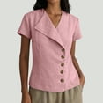 thumbnail image 5 of Karymi Plus Size Tops for Women Asymmetric Lapel V Neck Wrap Blouse, Short Sleeve Side Button Down Slim Fit Casual Pullover Shirt Top Plus Size Tops for Women, 5 of 6