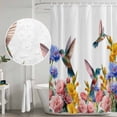thumbnail image 4 of Hummingbirds Shower Curtain Set - 72" x 78" Washable Bathtub Curtain with 12 Hooks, Spring Summer Watercolor Flowers Plant Waterproof Fabric Stall Shower Curtains for Bathroom/Bathtub Décor, 4 of 6