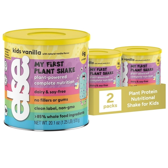 Else Nutrition Plant-Based Kids Complete Nutrition Protein Powder Drink Mix, Ages 2-12, Vanilla, 2-Pack, 20.1 oz