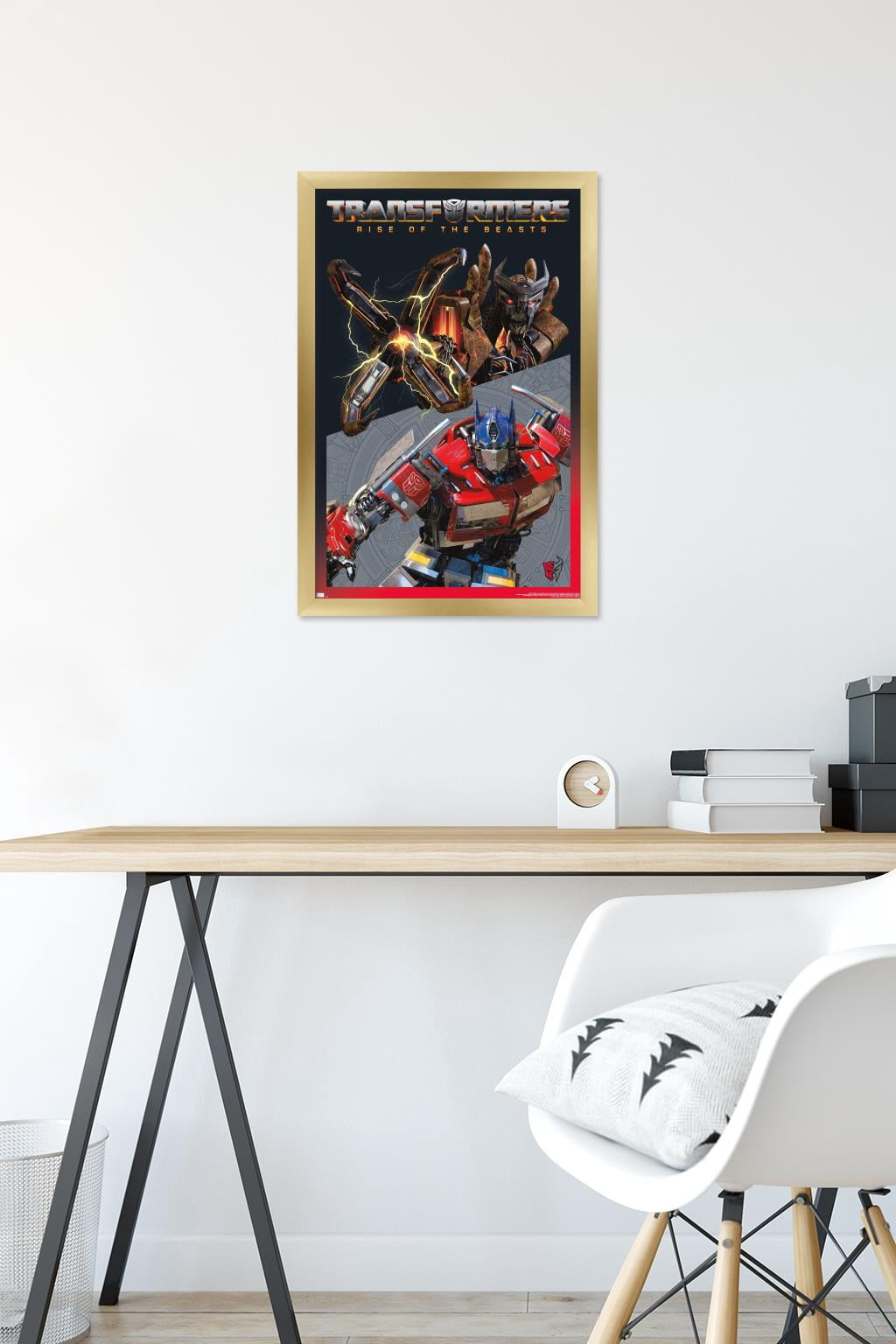 Transformers: Rise of the Beasts - Optimus Prime vs. Scourge Wall Poster, 14.725" x 22.375" Framed