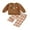 Brown, variant on Rovasas Toddler Girls Fall Outfits Embroidery Shirt and Elastic Plaid Pants
