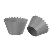 Cupcake Wrappers Paper, 50 Pack Baking Cups Wave Decoration, Silver Grey