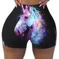 thumbnail image 2 of Lsque Rainbow Spotted White Horse Pattern High Waisted Biker Shorts for Women-Tummy Control Fitness Athletic Workout Running Yoga Gym Shorts,Moisture-Wicking-Large, 2 of 9