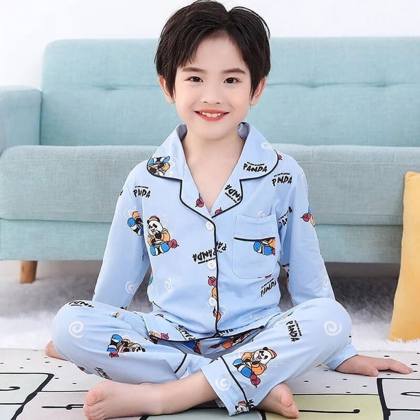 Conjuntos de pijamas de dibujos animados para niños y niñas, ropa de dormir Infantil de algodón para el hogar, de Navidad