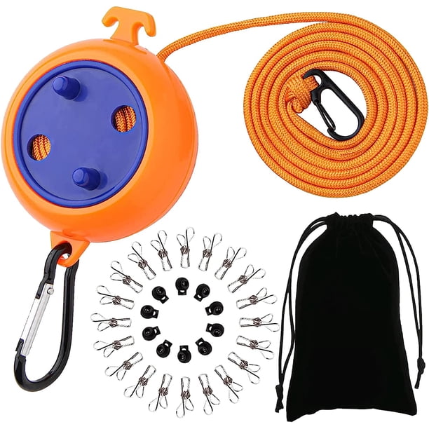 Tendedero Extensible Naranja, 10 M Portátil Anti-bobinado Viaje Al Aire Libre Baño Línea De Lavado para Acampar Al Aire Libre