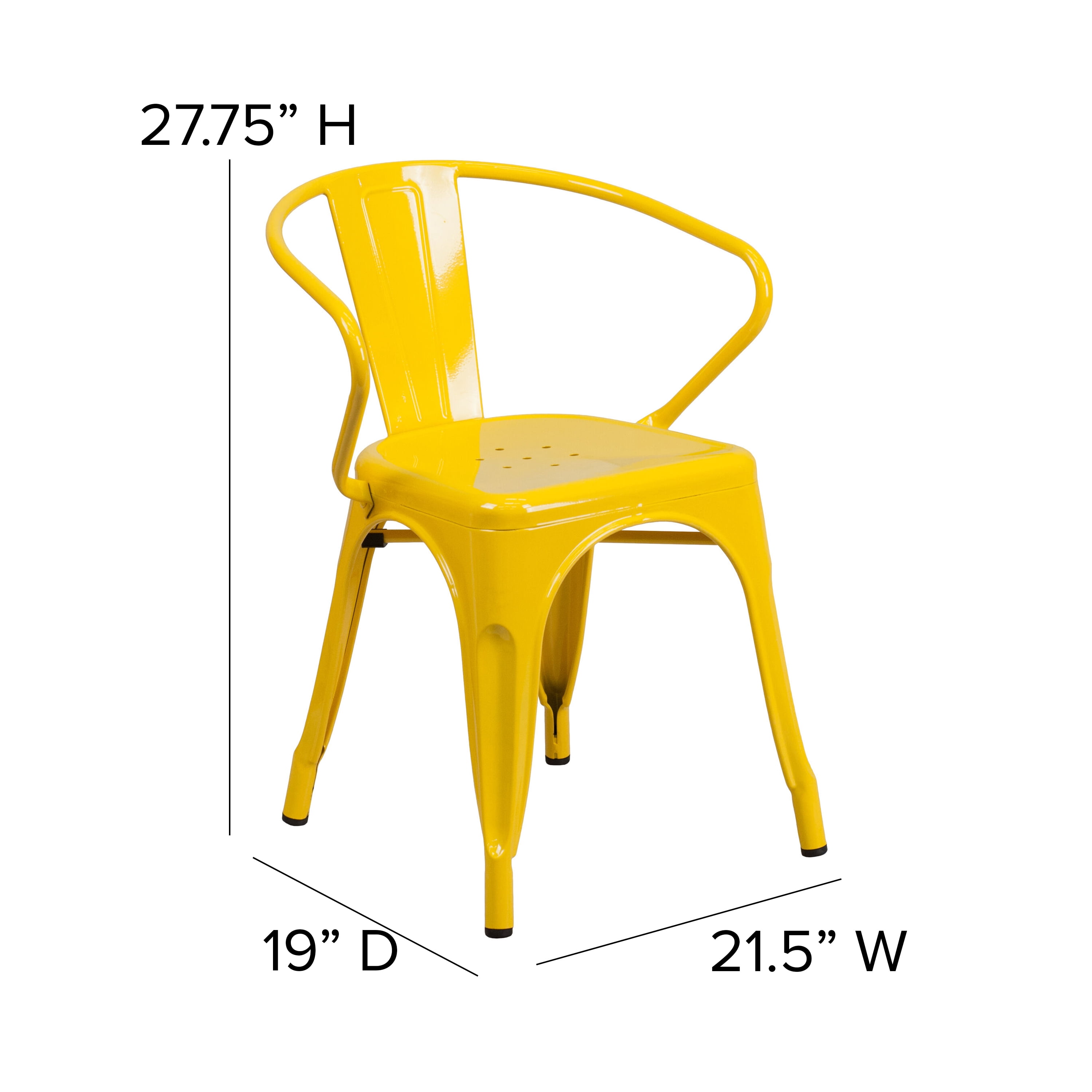Flash Furniture Commercial Grade Yellow Metal Indoor-Outdoor Chair