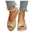 thumbnail image 4 of DIVVce Wedge Sandals For Women Slingback Peep Toe Espadrille Comfortable Adjustable Buckle Summer Casual Footwear, 4 of 8
