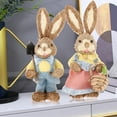 thumbnail image 4 of Straw Rabbit 35cm Party Supplies Bunny Decoration for Holiday Indoor Easter Home Table , Yellow, 4 of 10