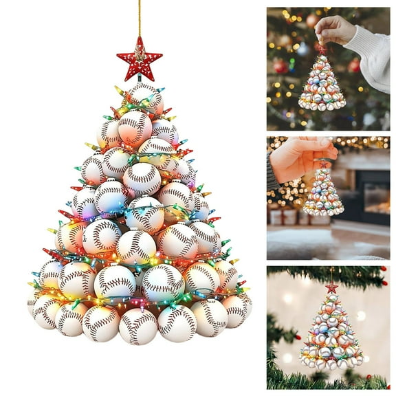 Personalized Softball Tree Ornament 2025,Custom Holiday Decoration with Stacked Balls and Lights, Unique Christmas Keepsake Gift for Athletes, Coaches and Sports Lovers