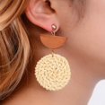 thumbnail image 5 of 2 Pairs Rattan Earrings Lightweight Geometric Statement Woven Bohemian Earrings Handmade, 5 of 5