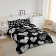 thumbnail image 3 of Heart Full Down Comforter Black Love Heart Bedding Sets,Geometric Line Decor Comforter Set Cute Heart Bed Set Teens, 3 of 7
