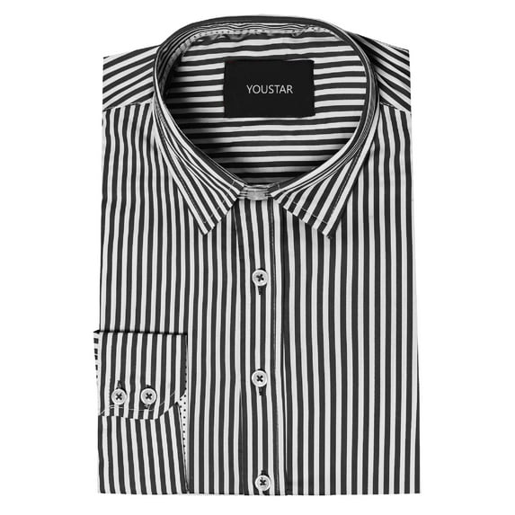 FashionOutfit Men's Slim Thin Striped Button Down Shirt