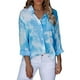 thumbnail image 4 of Mujeres Casual Tie-dye Impresión Manga larga Turn-down Collar Camisa Bolsillos Tops Fridja  hj5207, 4 of 9