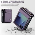 thumbnail image 2 of for Samsung Galaxy Z Flip 7 Wallet Case, PU Leather Magnetic Snap Crossbody Strap Card Slots RFID Blocking Drop Protective Phone Case Cover for Samsung Galaxy Z Flip 7 - Purple, 2 of 8