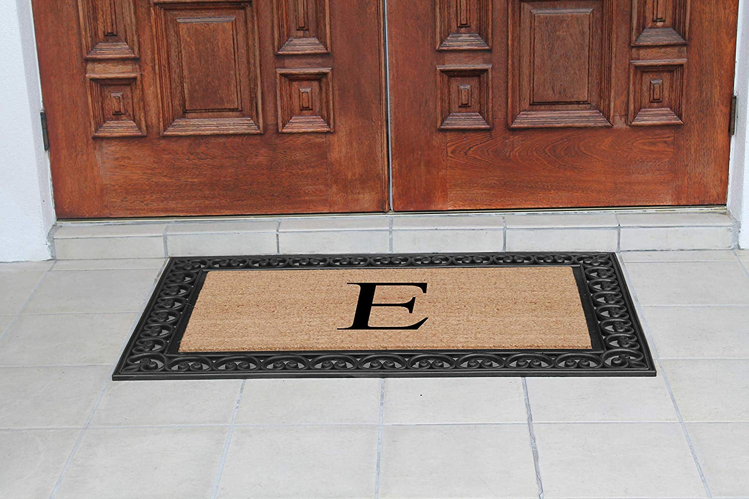 A1HC 30"x48" Natural Coir & Rubber Paisley Monogrammed Door Mat, Heavy-Duty, Low-Profile, Anti-Shed Outdoor Entrance Mat