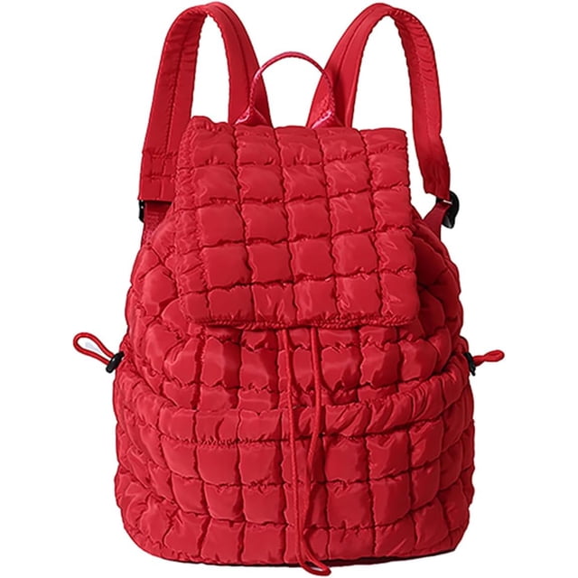 LHSHIDU Backpack for Women - Trendy Drawstring Puffy Backpack (Black)