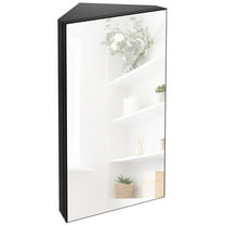 Eclife 24" Corner Medicine Cabinet with Mirror, Space-Saving, 1 Door, Triple Shelf