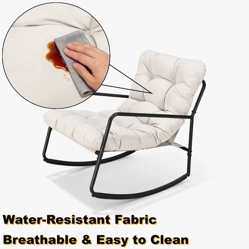 275LBS Capacity Indoor & Outdoor Universal Rocking Chair, Glider Rocking Recliner Chair with Cushion, Accent Armchair