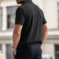 thumbnail image 4 of Hearthz Mens Polos Short Sleeve 3 Buttons Lapel Golf Polos for Men Textured Knit Mens Golf Polo Shirts Tennis Shirt Black L, 4 of 7