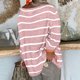 thumbnail image 4 of Suéter de cuello redondo para mujer, suéter de punto a rayas de manga larga de moda, tops de mujer, 4 of 7
