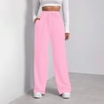 thumbnail image 4 of Qcmgmg Fleece Sweatpants Womens Plus Wide Straight Leg Athletic Lounge Baggy Pants Women Fall Fashion Women's Joggers High Waisted Petite Cargo Women Sweat Pants with Pockets Pink L, 4 of 7