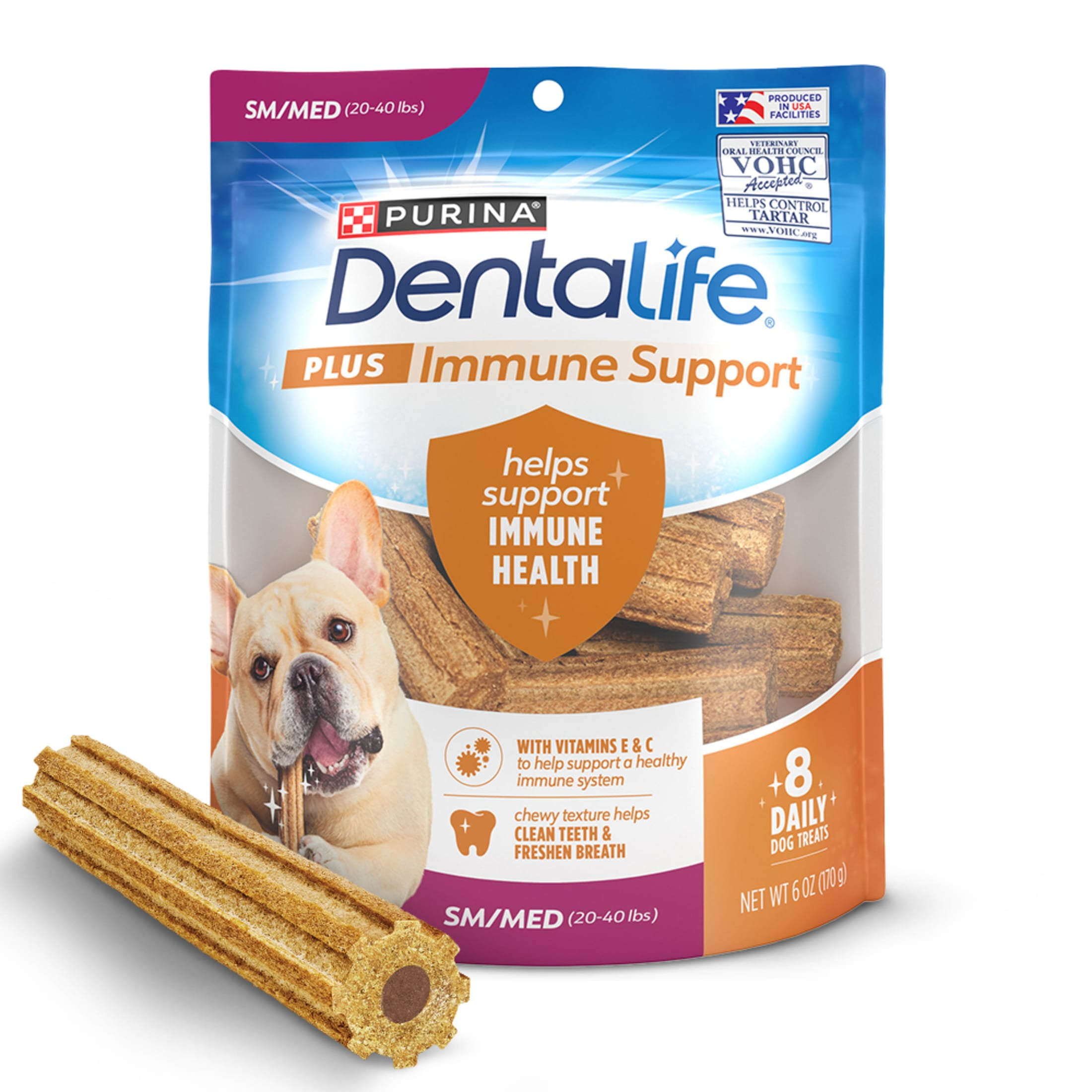 (5 pack) Purina Dentalife Plus Immune Support Chicken, Apple and Blueberry Flavor Dental Chews for Dogs