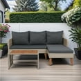 thumbnail image 2 of 8 Piece Patio Sectional Wicker Rattan Outdoor Furniture Sofa Set with One Storage Box Under Seat and Cushion Box Grey wicker + Black Cushion + Clear Glass Top, 2 of 6