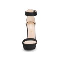 thumbnail image 2 of BLISSFUL STEP Chaussures pour Femmes en Faux Suède à Bride à la Cheville à Bout Ouvert à Talon Épais Haut Sandales à Plateforme Noir 8, 2 of 8